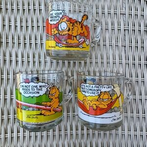 Vintage Garfield Mugs Set Of 3 || Jim Davis/McDonald's Retro